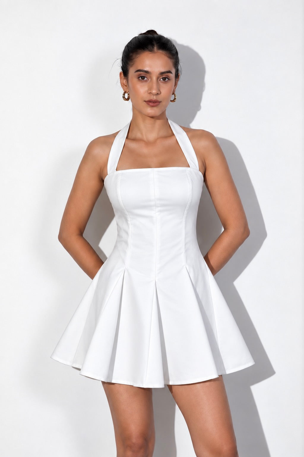 White Halter Mini Dress