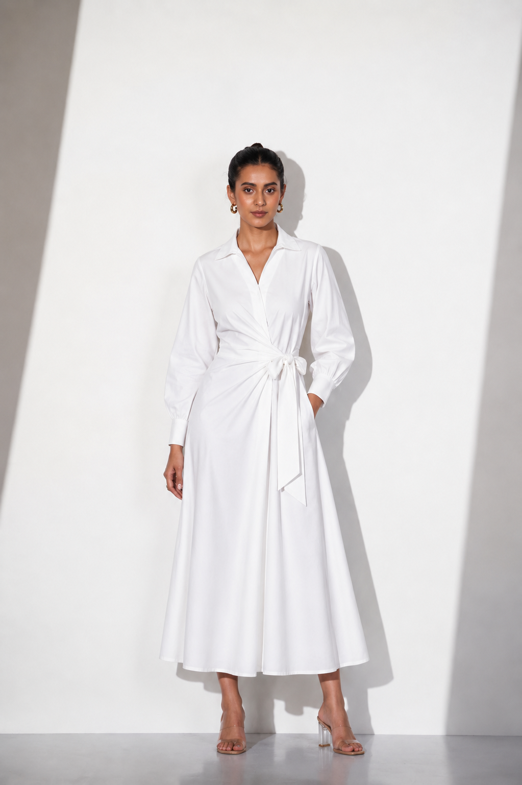 Ivory Grace Wrap Cotton Dress