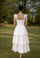 White Tiered Midi Dress