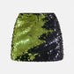 Black &amp; Green Flip Sequin Mini Skirt