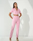 EMPOWERED - Baby pink short blazer with straight pants (Set)