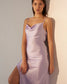 UNSTOPPABLE- Lavender satin cowl neck slip dress