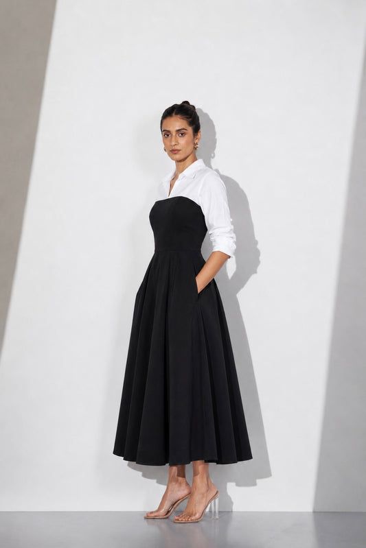 Onyx & Pearl Midi Dress