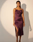UNSTOPPABLE  - Violet satin cowl neck slip dress
