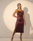 UNSTOPPABLE  - Violet satin cowl neck slip dress