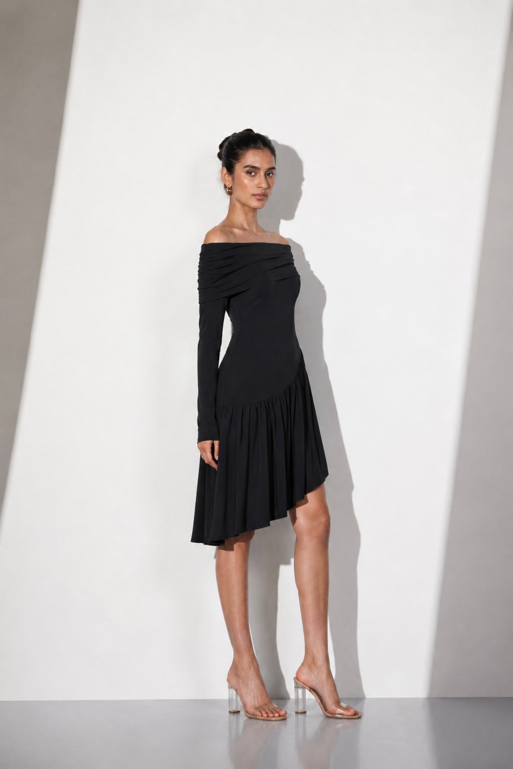 Midnight Drape Lycra Mini Dress