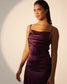 UNSTOPPABLE  - Violet satin cowl neck slip dress
