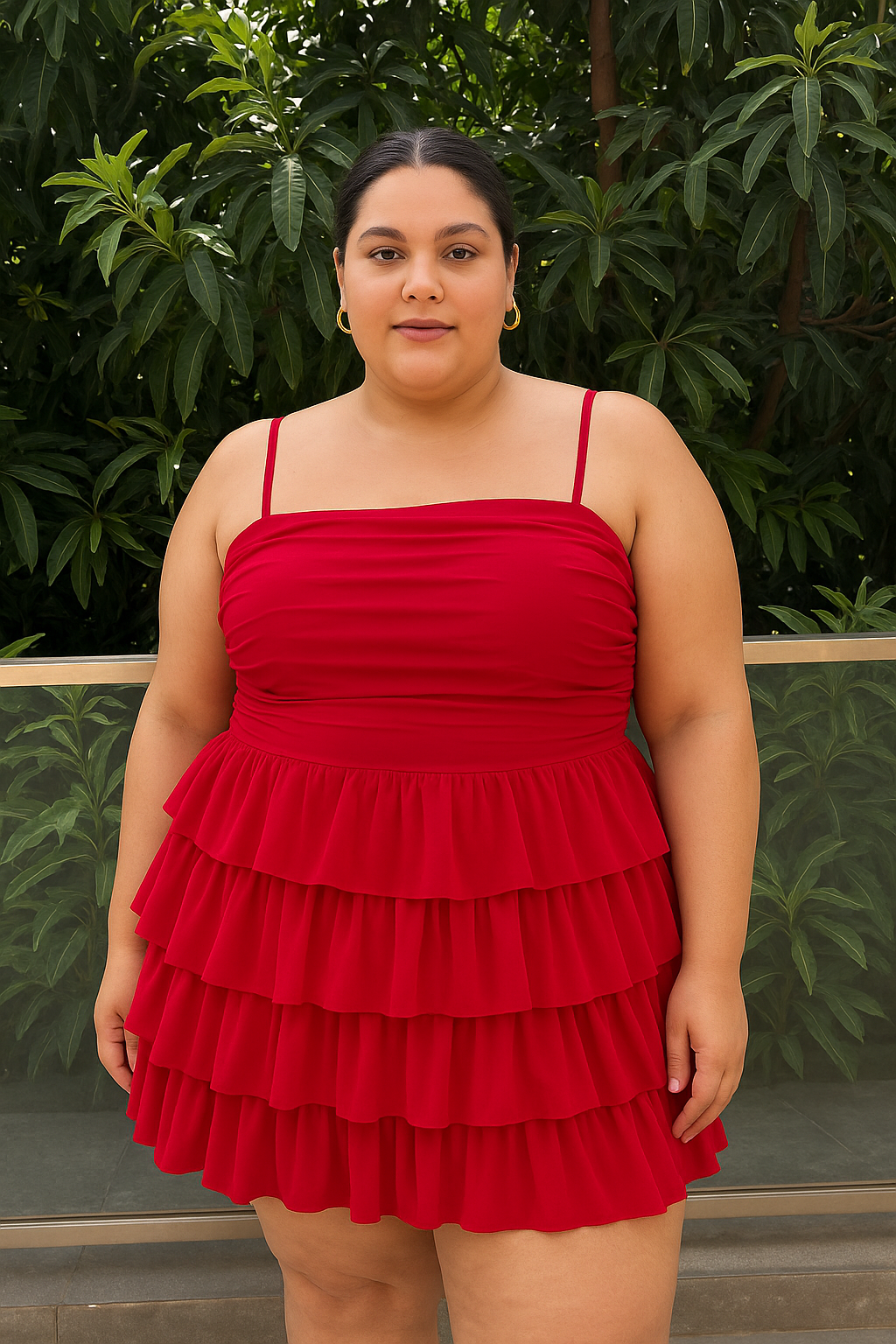 ROSE - Turkey Red Ruffle dress