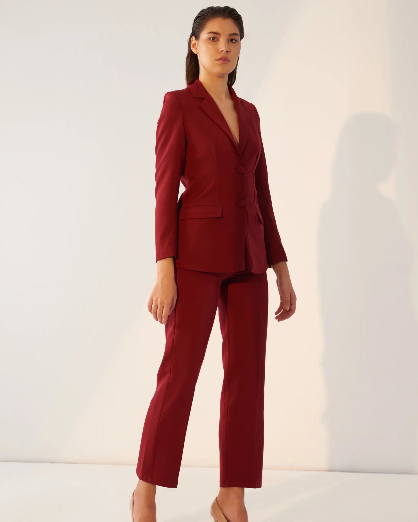 ICONIC - Maroon blazer with straight pants (Set)