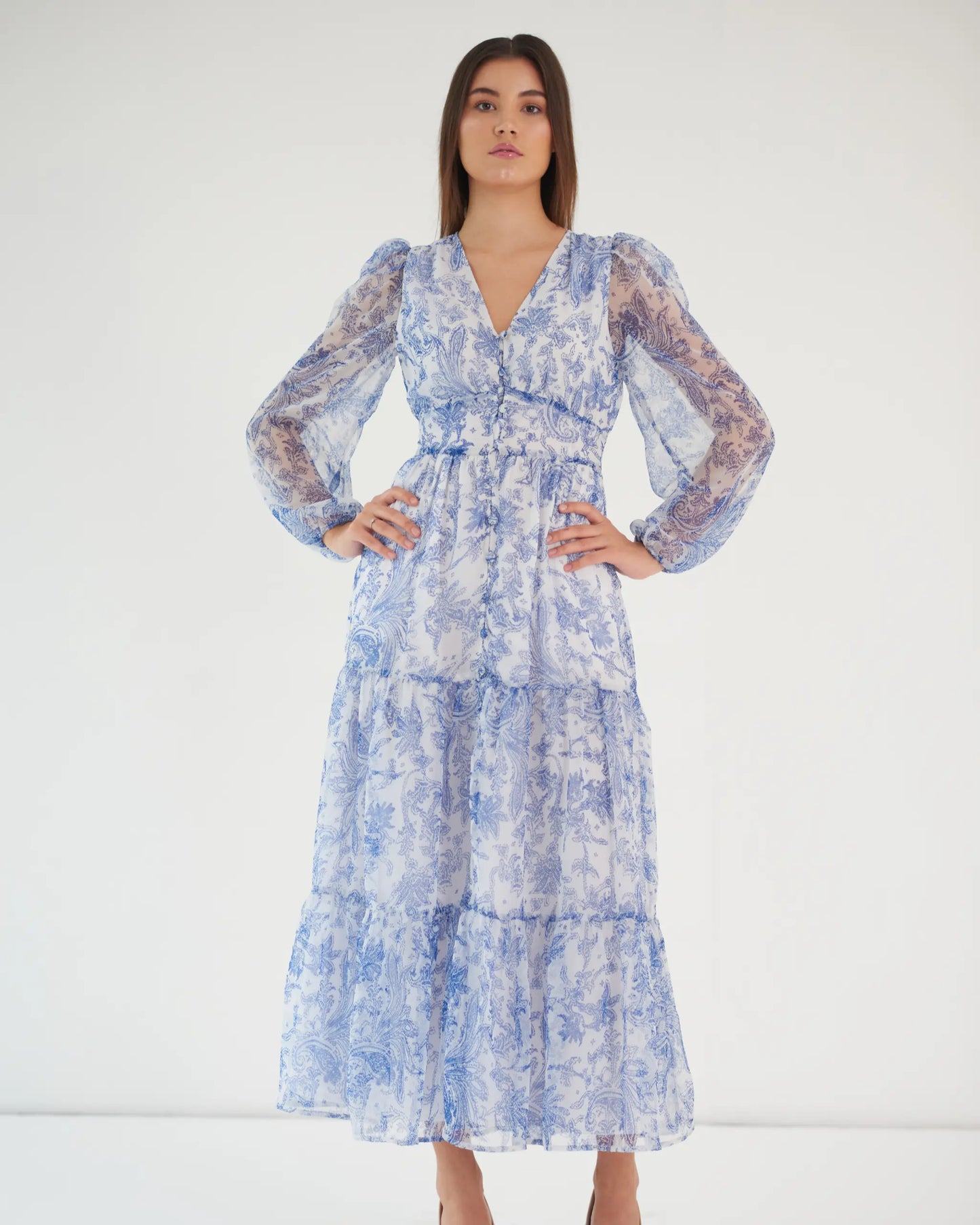 FEEL THE CALM - Georgette print maxi dress