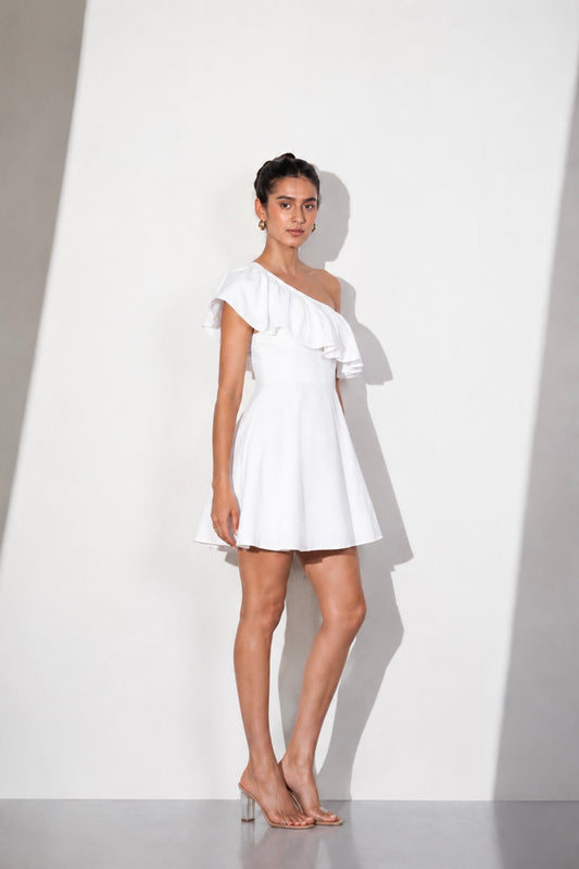 Ivory Breeze One-Shoulder Mini Dress