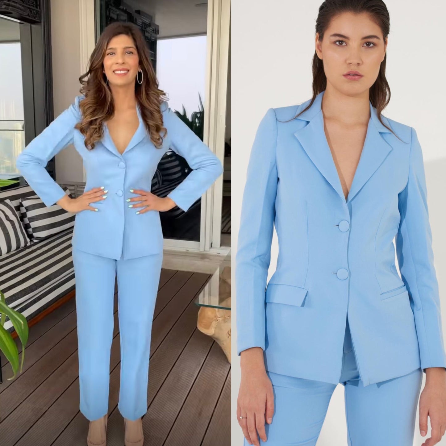 ICONIC - Blue blazer with straight pants (Set)