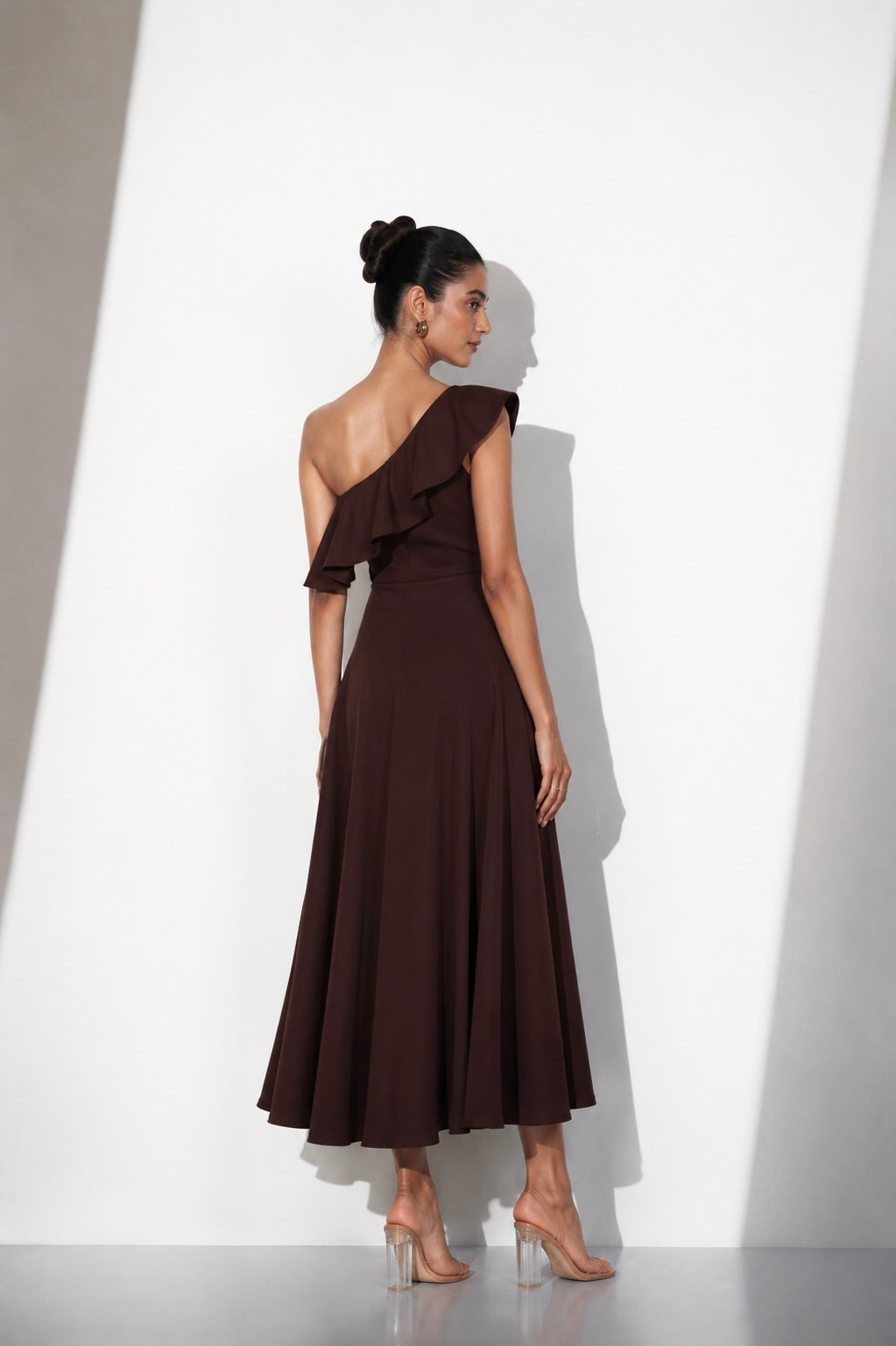 Mocha Belle One-Shoulder Midi Dress