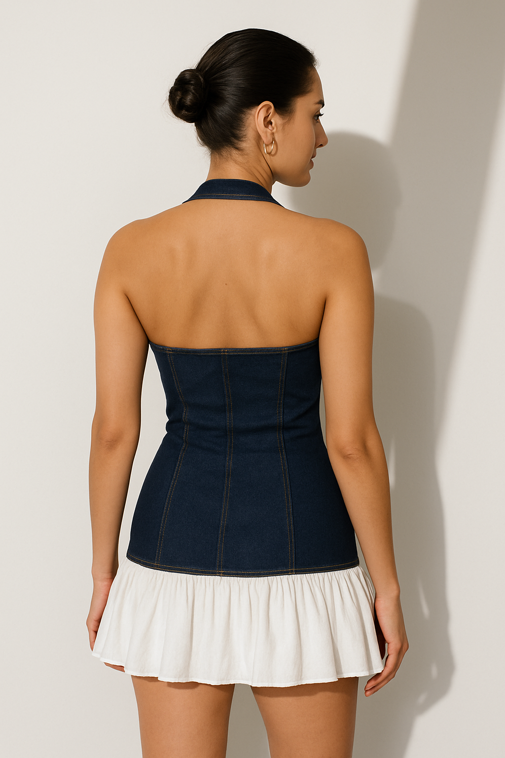 Denim Halter Mini Dress