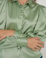 POWER PLAY - Sage green satin shirt