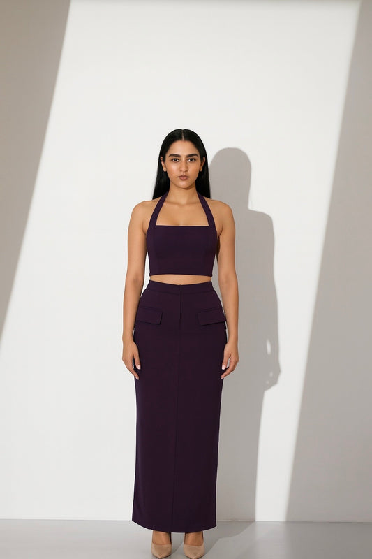 Plum Halter Coord Set