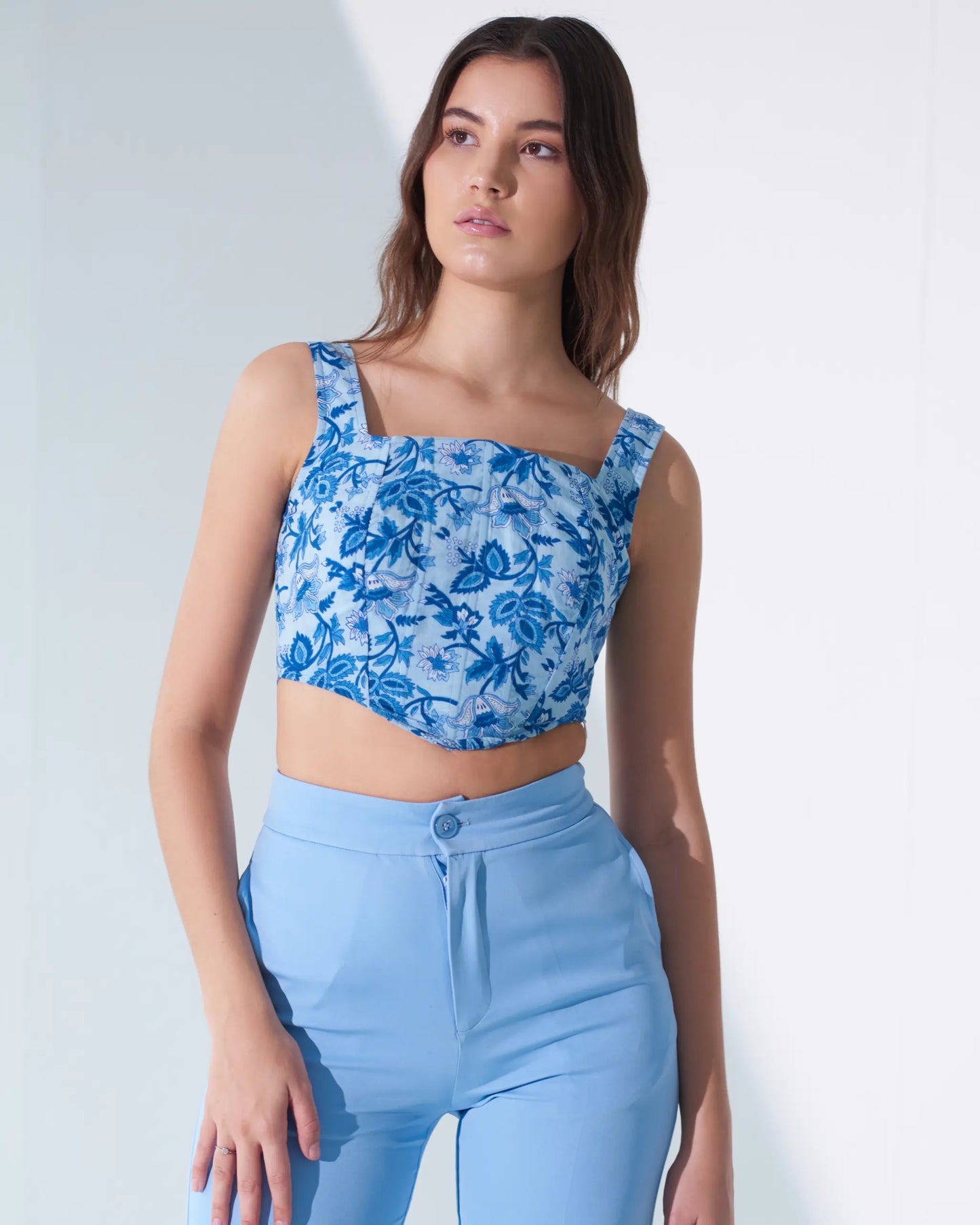 WARM FLOWER - Hand block print cotton corset top