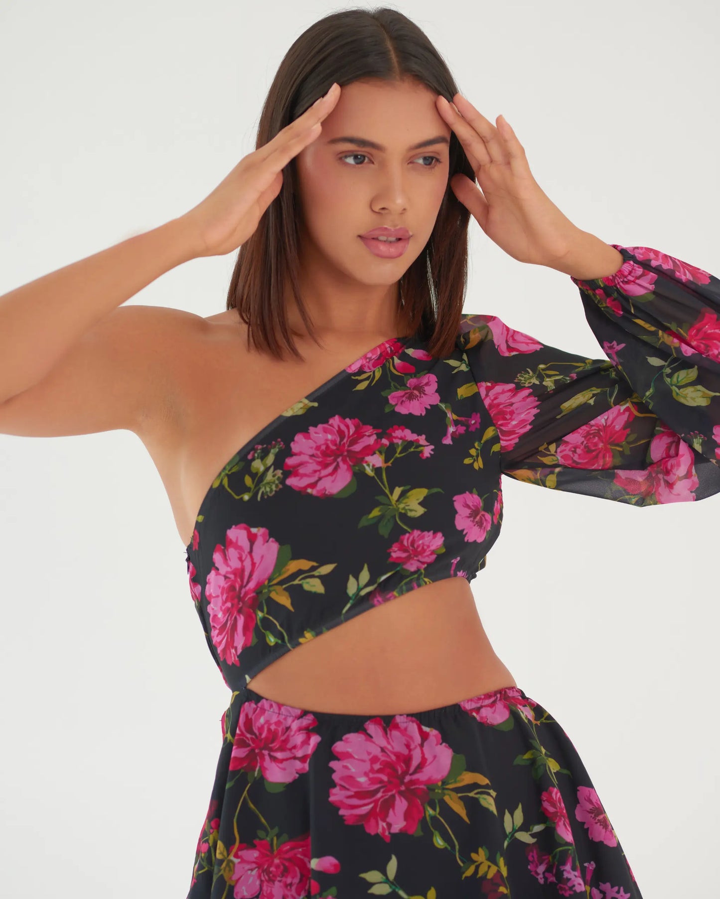 Myclo FLORAL FANTASY – One shoulder floral dress