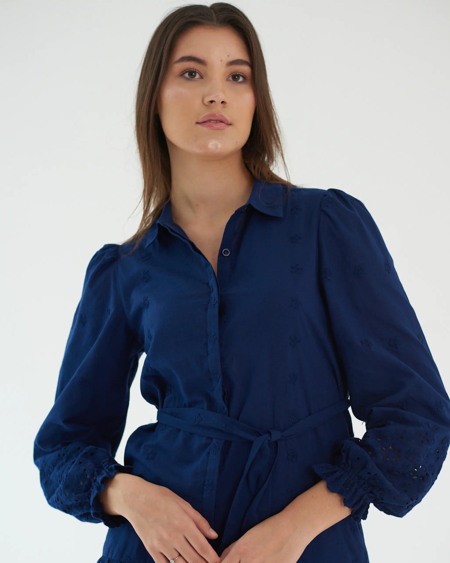 EFFORTLESS ELEGANCE - Blue cotton shirt dress