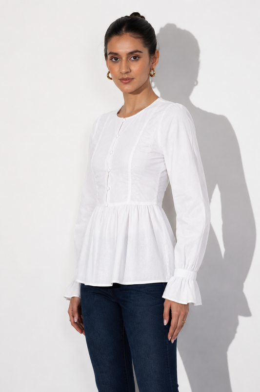 Ivory Bloom Cotton Top