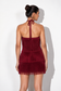 Maroon Halter Fringe Mini Dress
