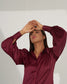 POWER PLAY - Maroon satin shirt