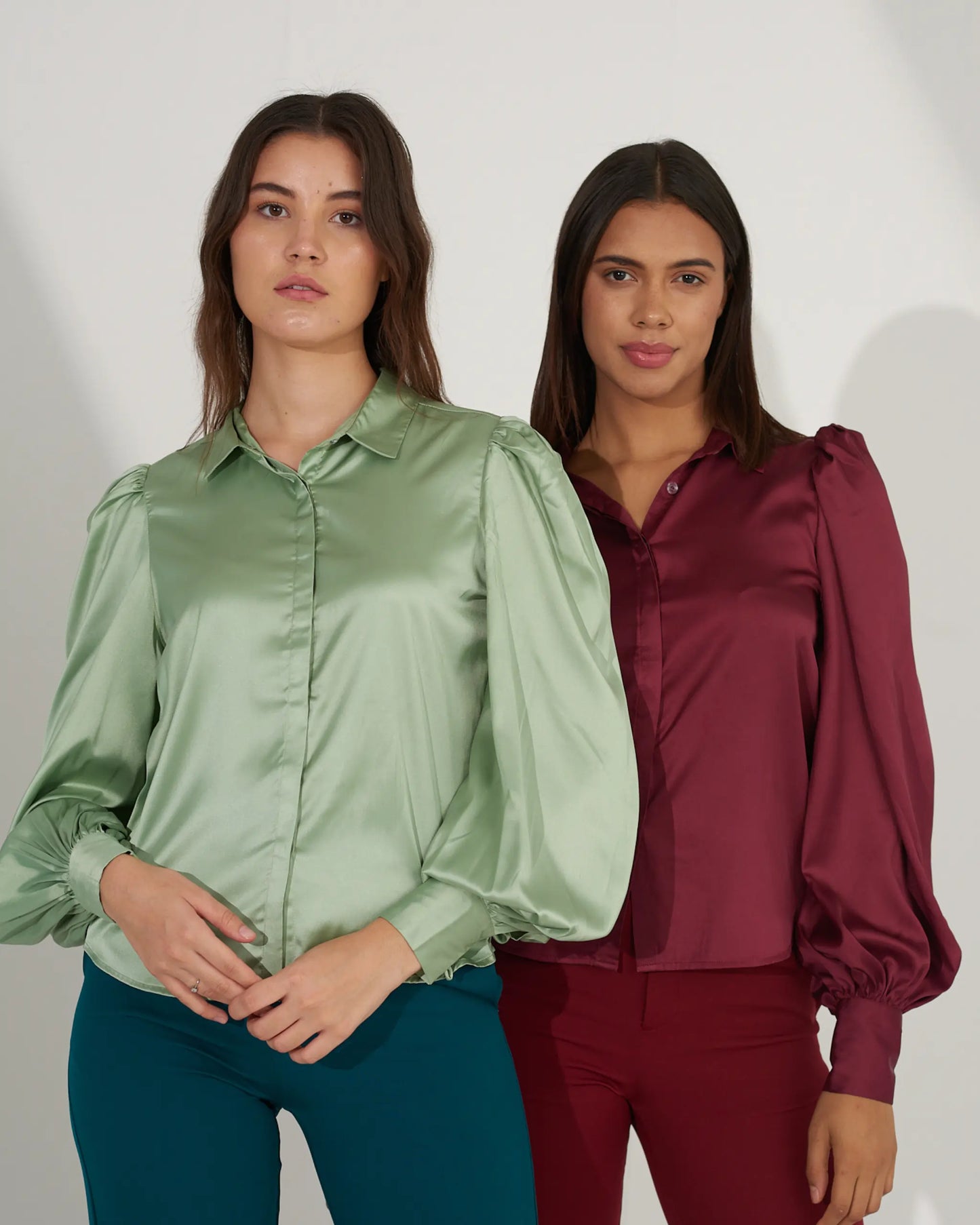 POWER PLAY - Maroon satin shirt