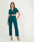 EMPOWERED- Teal green short blazer with straight pants (Set)