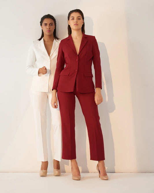 ICONIC - Maroon blazer with straight pants (Set)