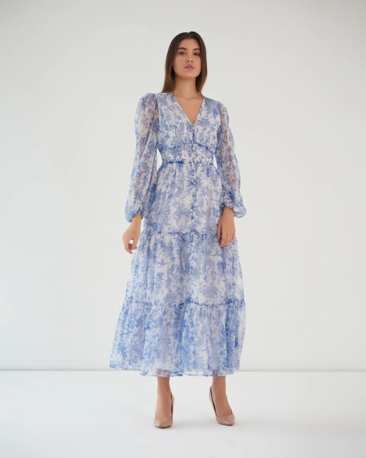 FEEL THE CALM - Georgette print maxi dress
