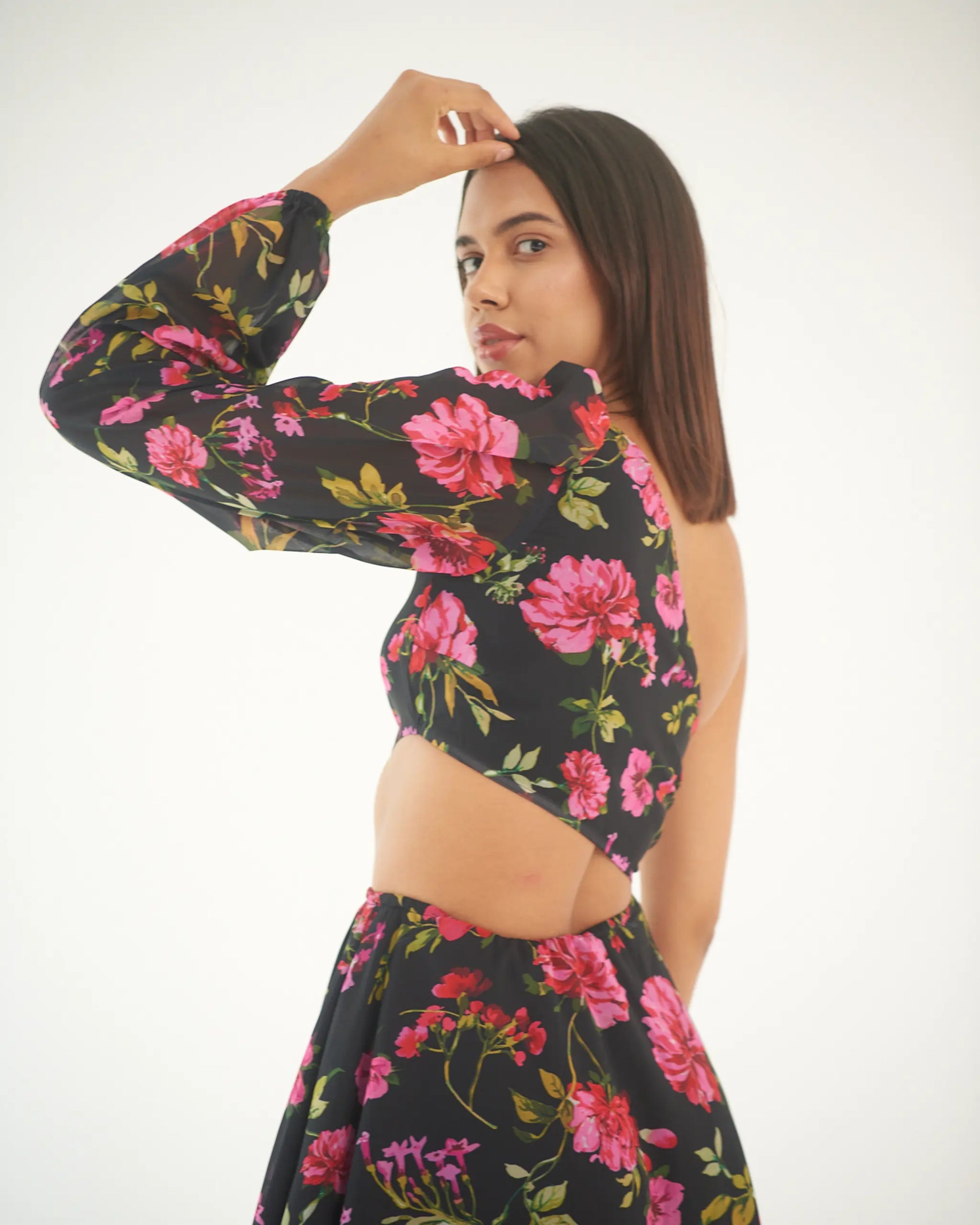 Myclo FLORAL FANTASY – One shoulder floral dress