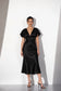 Black Satin V-Neck Midi Dress