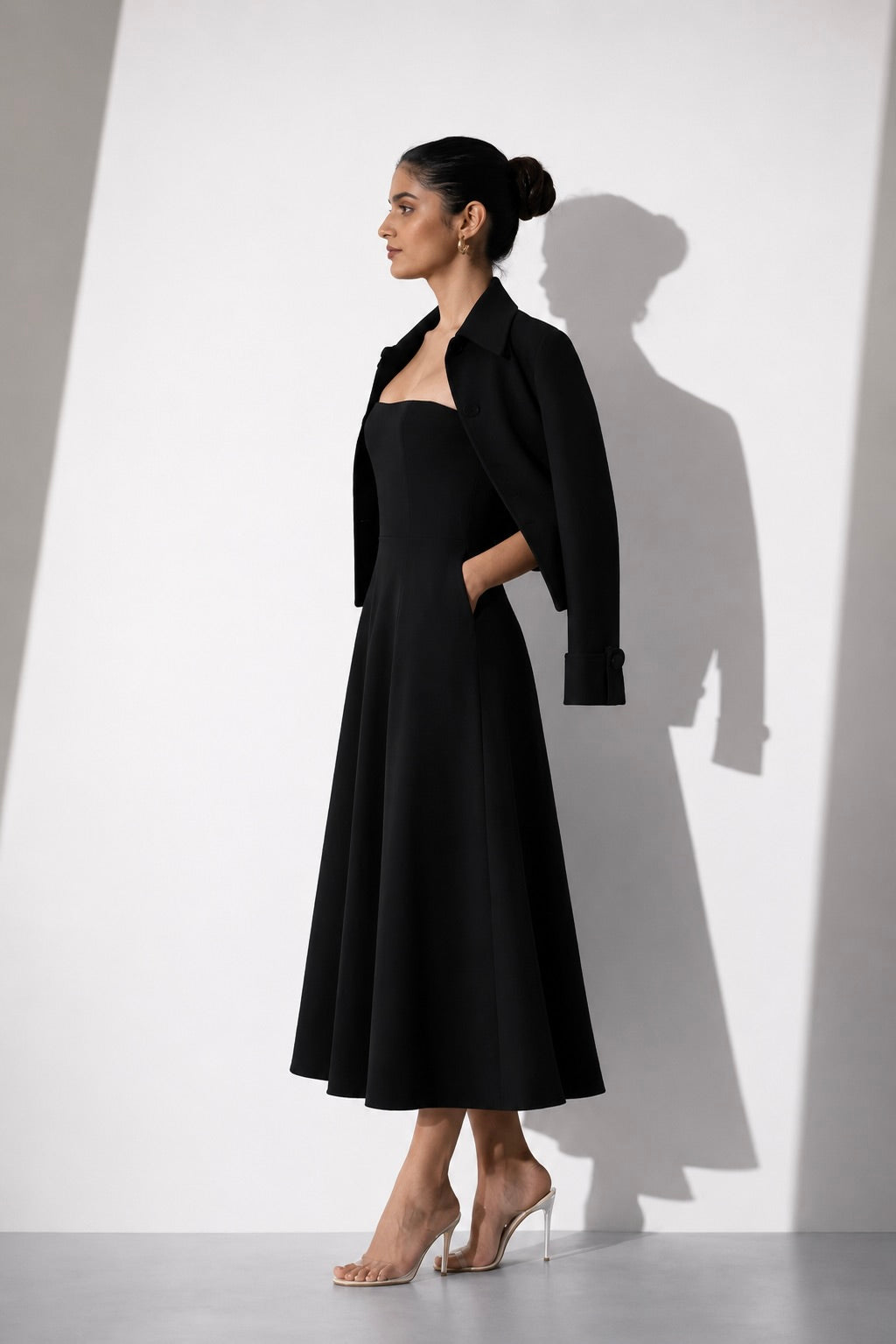 Brown Structured Midi Dress
