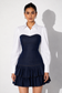 Navy Denim Corset Shirt Mini Dress