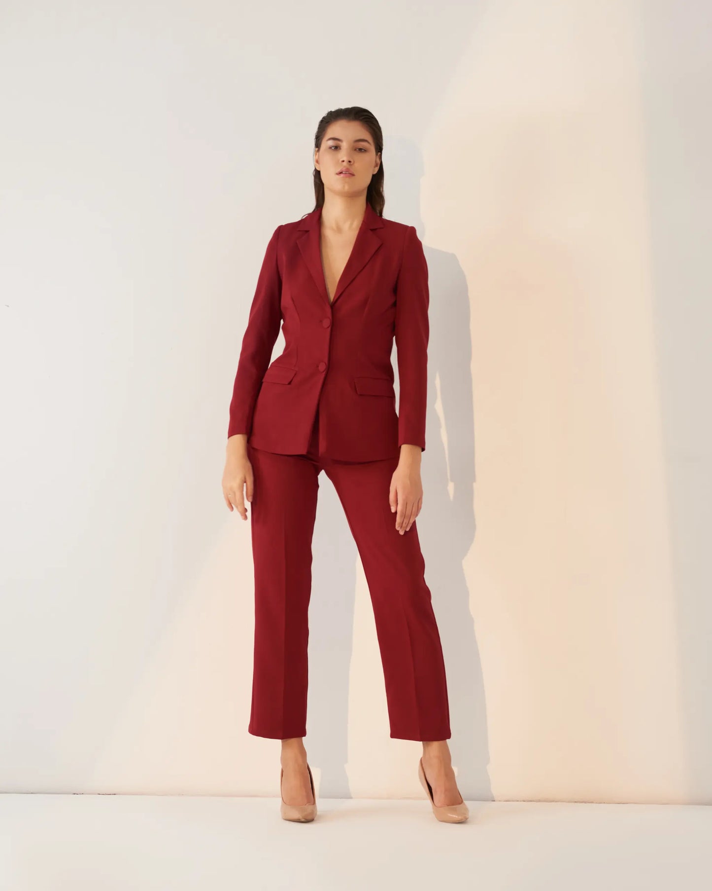 ICONIC - Maroon blazer with straight pants (Set)