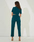 EMPOWERED- Teal green short blazer with straight pants (Set)