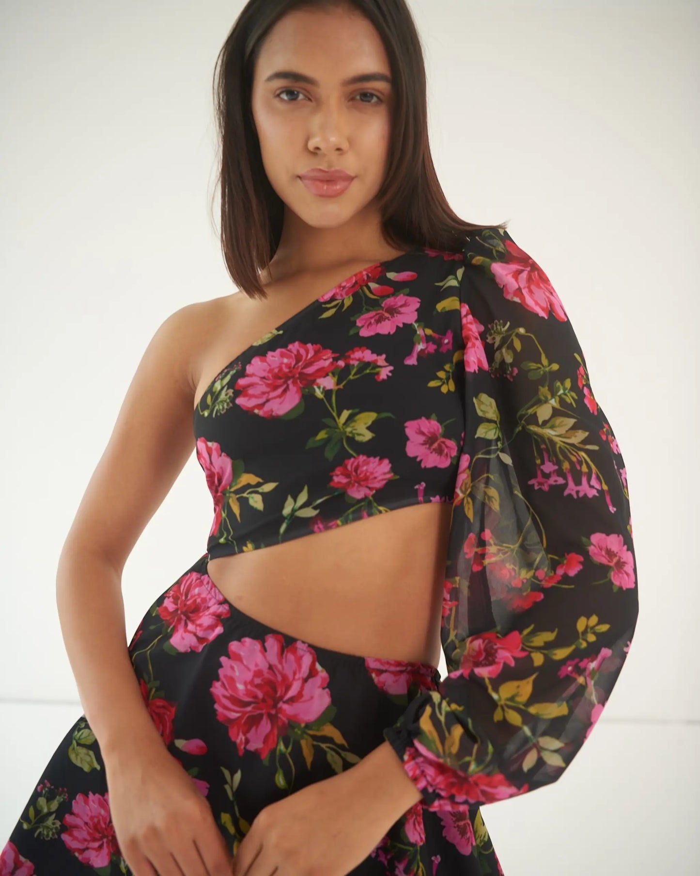 Myclo FLORAL FANTASY – One shoulder floral dress