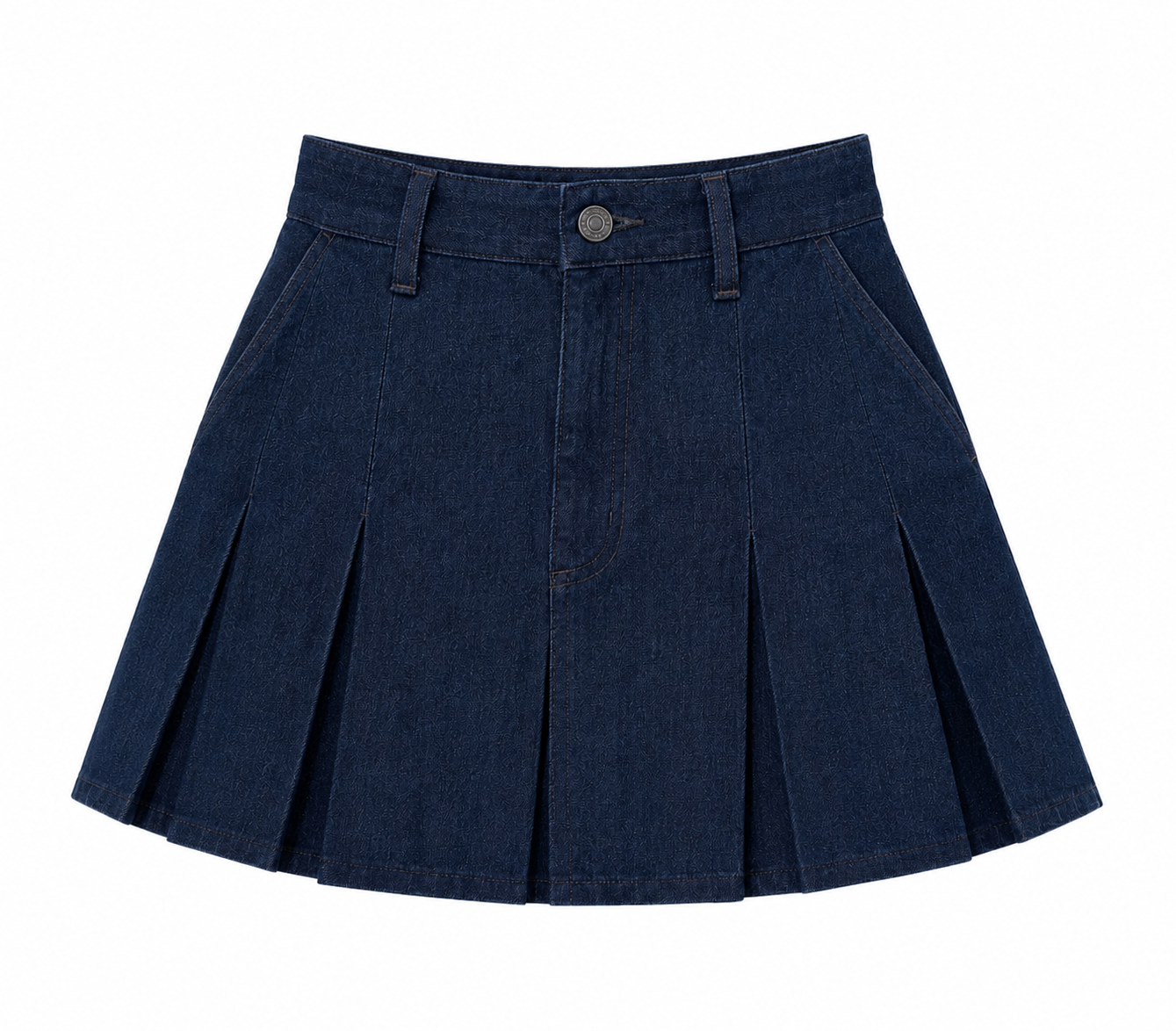 Denim Pleated Mini Skirt