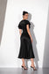 Black Satin V-Neck Midi Dress