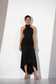 Black Halter Draped Asymmetric Maxi Dress