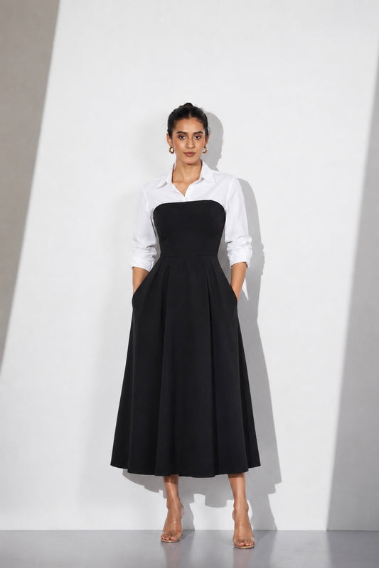 Onyx & Pearl Midi Dress