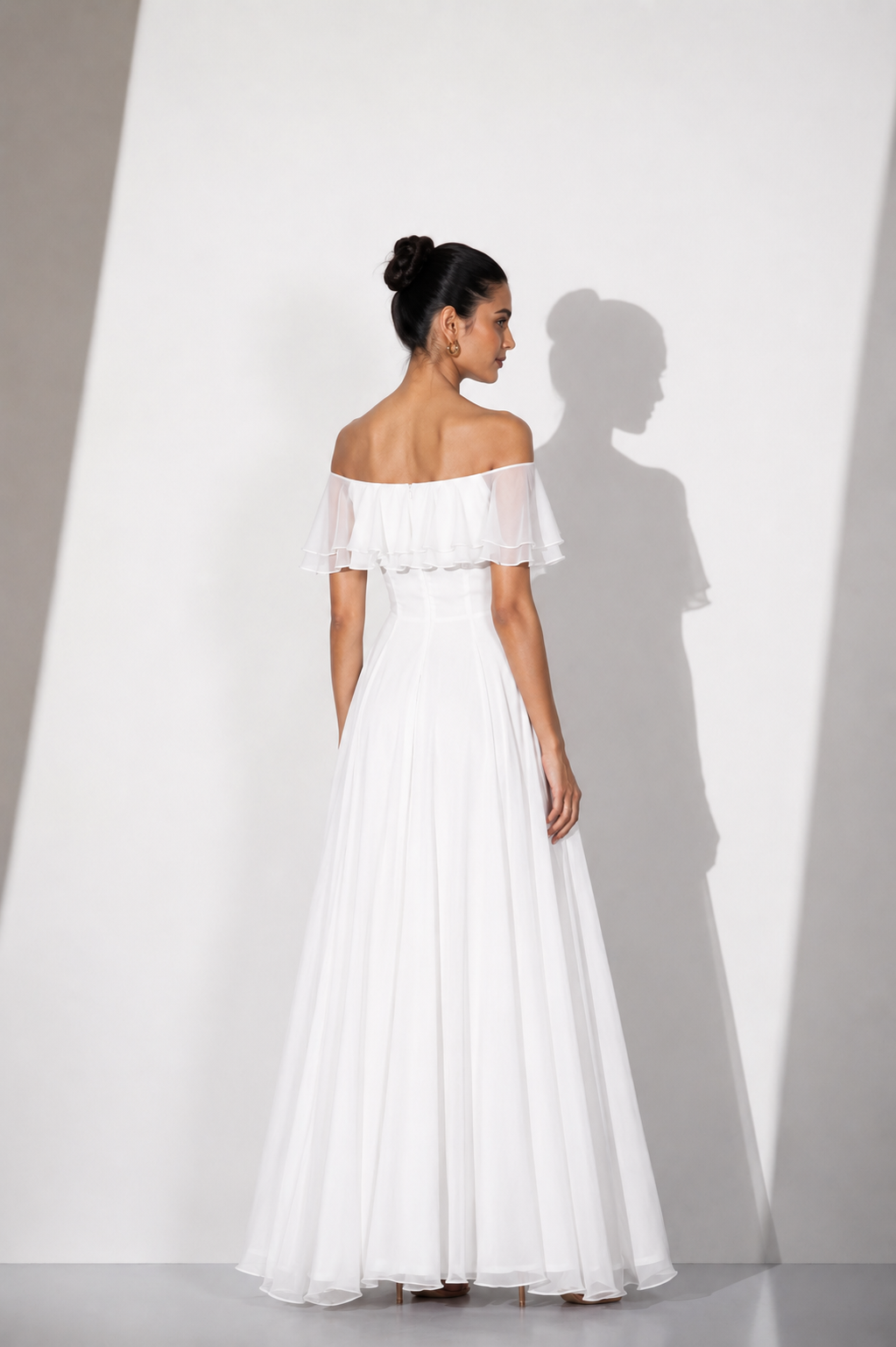 Crimson Romance White Georgette Gown