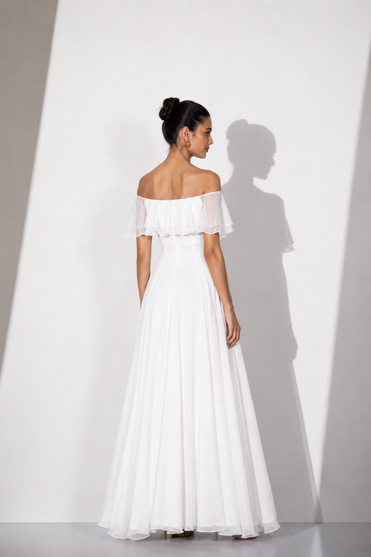 Crimson Romance White Georgette Gown