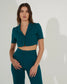 EMPOWERED- Teal green short blazer with straight pants (Set)