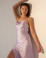 UNSTOPPABLE- Lavender satin cowl neck slip dress