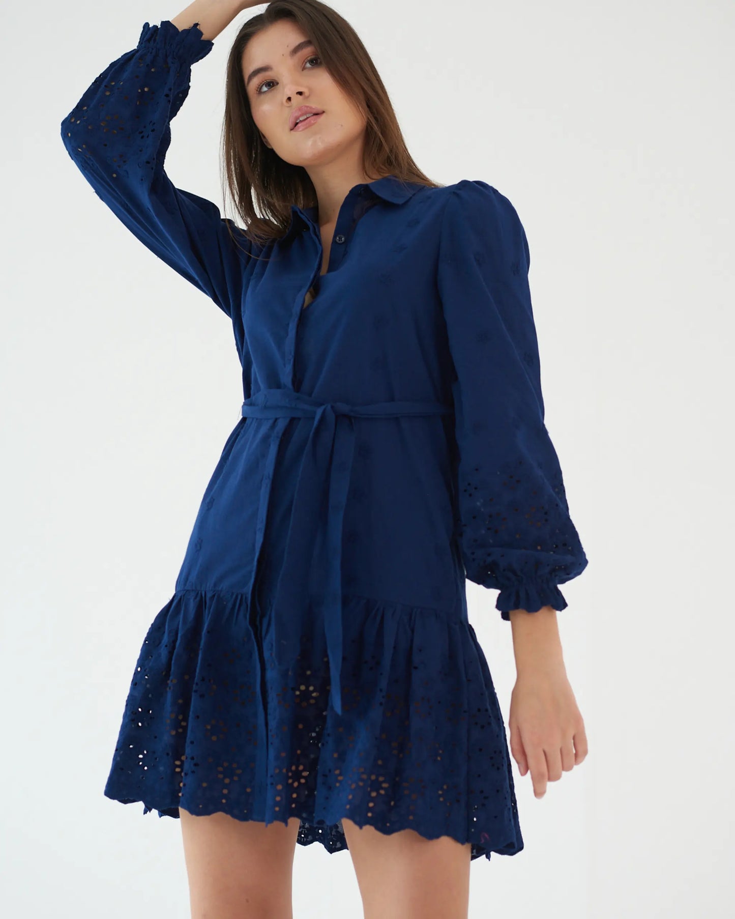 EFFORTLESS ELEGANCE - Blue cotton shirt dress