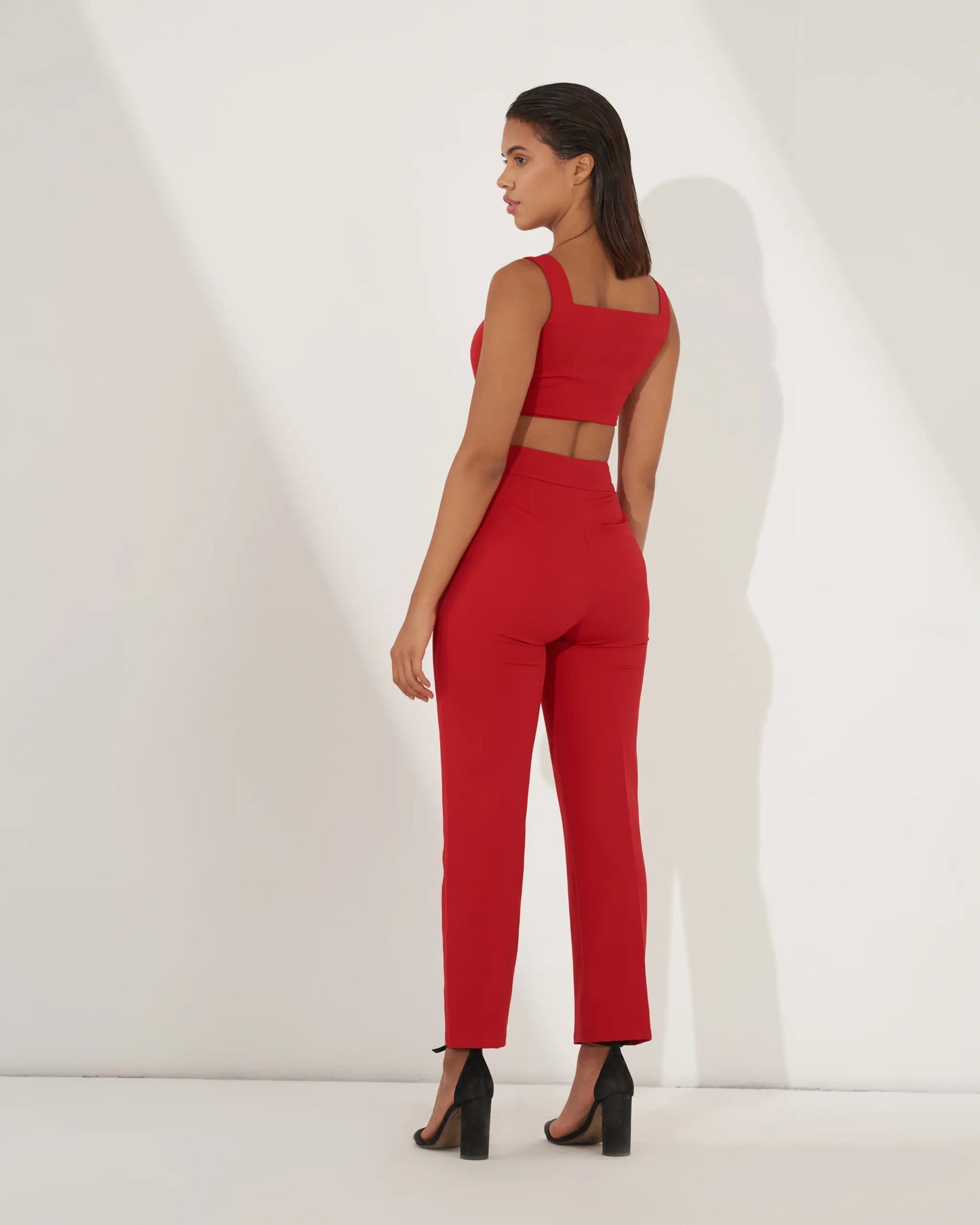 RADIANT - Red corset top with pants
