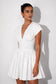White Cotton Ruched Mini Dress   A