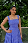Blue Gingham Cotton Midi Dress