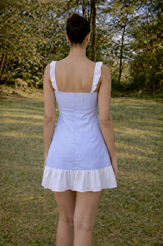 Blue Striped Mini Dress